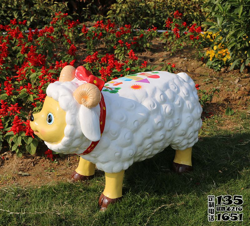 綿羊動物座椅玻璃鋼雕塑 戶外園林景觀擺件