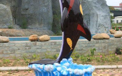 游樂場戶外玻璃鋼雕塑海洋動物卡通海豚雕塑