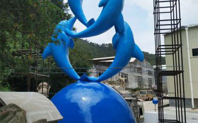 學(xué)校校園玻璃鋼海豚景觀雕塑